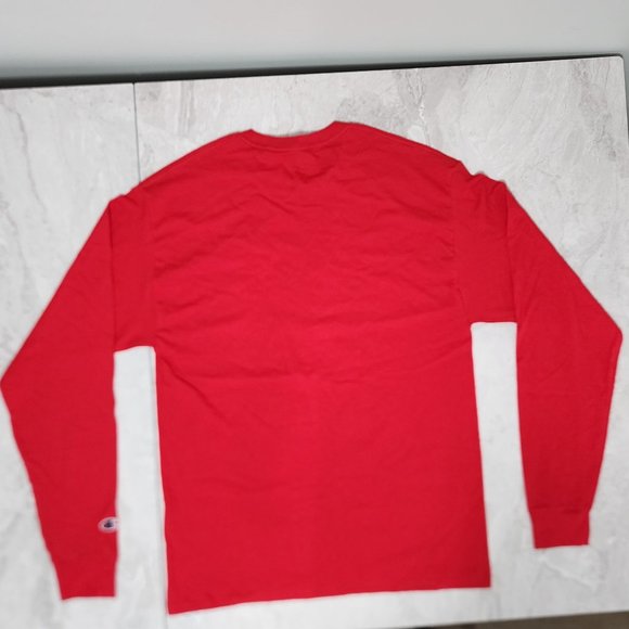 Champion Long Sleeve Shirt Men's Red Size Large & X-Large New - Picture 7 of 8